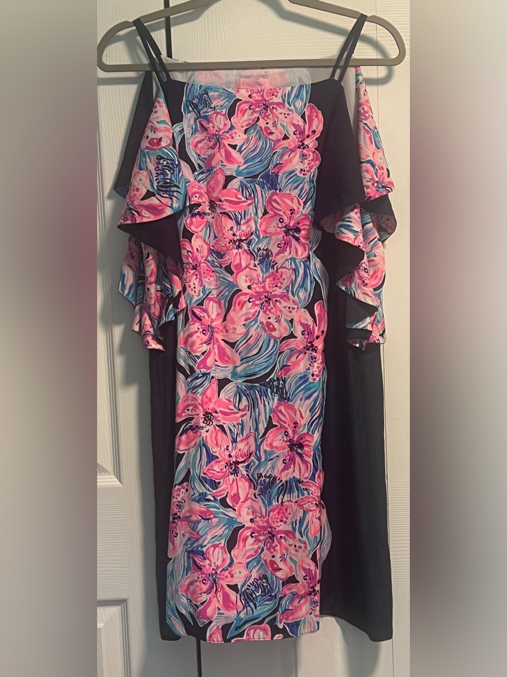 Lilly Pulitzer Kara Dress in "Bright Navy Hypes and Stripes" Print